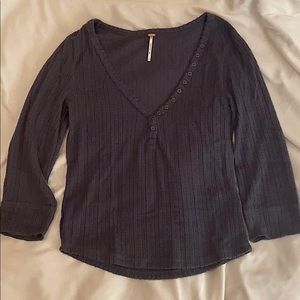 FREE PEOPLE gray quarter length sleeve